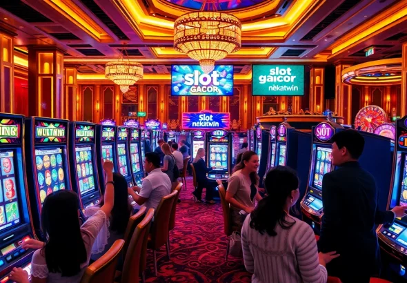 Players enjoying the excitement of slot gacor nekatwin at a luxurious casino atmosphere.